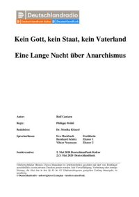 cover of the book Kein Gott, kein Staat, kein Vaterland: Eine lange Nacht über Anarchismus