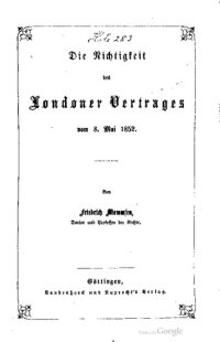 cover of the book Die Nichtigkeit des Londoner Vertrages vom 8. Mai 1852