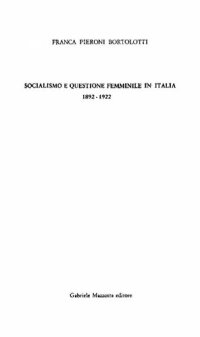 cover of the book Socialismo e questione femminile in Italia, 1892-1922