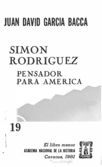 cover of the book Simón Rodríguez. Pensador para América