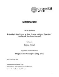 cover of the book Entwickelt Max Stirner in „Der Einzige und sein Eigentum“ den Begriff des Anarchismus?