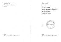 cover of the book The Jewish Neo-Aramaic dialect of Betanure (province of Dihok)