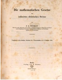 cover of the book Die mathematischen Gesetze der induzierten elektrischen Ströme