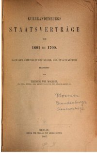 cover of the book Kurbrandenburgs Staatsverträge von 1601 bis 1700