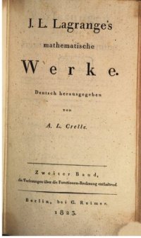 cover of the book J. L. Lagranges mathematische Werke