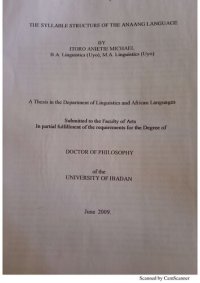 cover of the book The syllable structure of the Anaang language