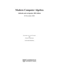 cover of the book Errata and addenda for Modern computer algebra