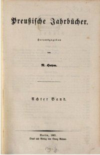 cover of the book Preußische Jahrbücher