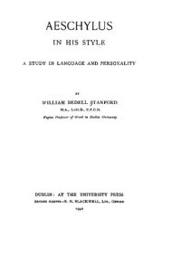 cover of the book Aeschylus in his style: a study in language and personality