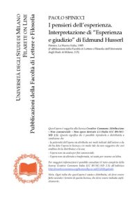 cover of the book I pensieri dell’esperienza. Interpretazione di “Esperienza e giudizio” di Edmund Husserl