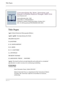 cover of the book Conceptualizing the State: Innovation and Dispute in British Political Thought 1880-1914