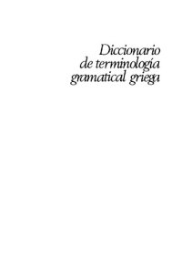 cover of the book Diccionario de terminología gramatical griega