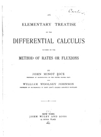 cover of the book An elementary treatise on the differential calculus founded on the method of rates or fluxions.