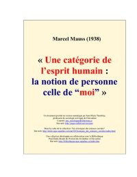 cover of the book Une catégorie de l'esprit humain: la notion de personne celle de "moi"