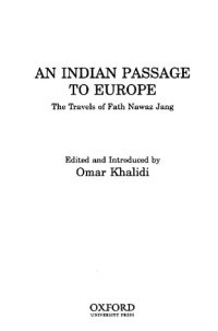 cover of the book An Indian passage to Europe : the travels of Fath Nawaz Jang