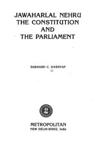 cover of the book Jawaharlal Nehru, the Constitution, and the Parliament