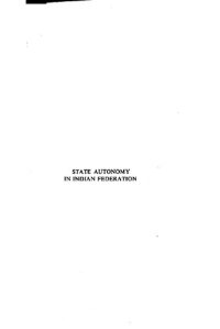 cover of the book State autonomy in Indian federation : emerging trends