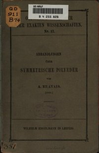 cover of the book A. Bravais' Abhandlungen über symmetrische Polyeder (1849)