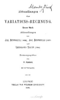 cover of the book Abhandlungen über Variationsrechnung (1696), (1697), (1744)