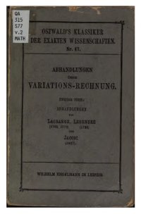 cover of the book Abhandlungen über Variationsrechnung (1762, 1779), (1786), (1837)