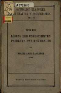 cover of the book Über die Lösung der unbestimmten Probleme zweiten Grades (1768)