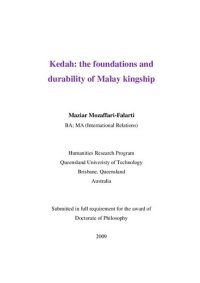 cover of the book Kedah: the foundations and durability of Malay kingship