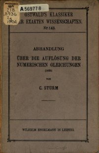 cover of the book Abhandlung über die Auflösung der numerischen Gleichungen (1835)