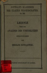 cover of the book Leibniz über die Analysis des Unendlichen:  Eine Auswahl Leibnizscher Abhandlungen