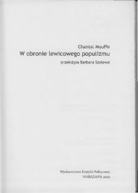 cover of the book W obronie lewicowego populizmu