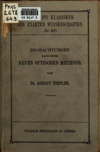 cover of the book Beobachtungen nach einer neuen optischen Methode : Ein Beitrag zur Experimentalphysik