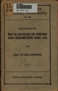 cover of the book Abhandlungen über die Darstellung der Funktionen durch trogonometrische Reihen (1876)