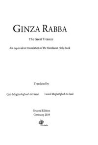 cover of the book Ginza Rabba: The Great Treasure. An equivalent translation of the Mandaean Holy Book