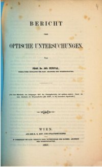 cover of the book Bericht über optische Untersuchungen