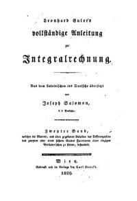 cover of the book Leonhard Eulers vollstäntige Anleitung zur Integralrechnung