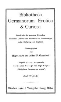 cover of the book Bibliotheca Germanorum, Erotica & Curiosa 7 : S-T