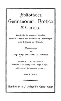 cover of the book Bibliotheca Germanorum, Erotica & Curiosa 1 : A-C