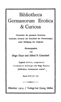 cover of the book Bibliotheca Germanorum, Erotica & Curiosa 8 : V-Z