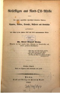 cover of the book Reiseskizzen aus Nordost-Afrika oder den unter ägyptischer Herrschaft stehenden Ländern Ägypten, Nubien, Sennahr, Rosseres und Kordofan gesammelt auf seinen in den Jahren 1847 bis 1852 unternommenen Reisen