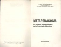 cover of the book Metapedagogia. Un enfoque epistemológico de la tecnología educativa.