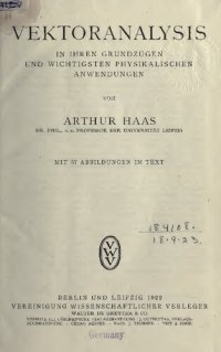 cover of the book Vektoranalysis in ihren Grundzügen und wichtigsten physikalischen Anwendungen