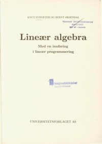 cover of the book Lineær algebra  med en innføring i lineær programmering