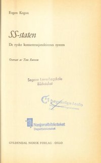 cover of the book SS-staten: de tyske konsentrasjonsleirenes system