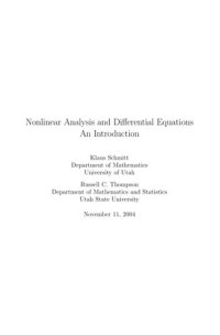 cover of the book Nonlinear Analysis and Differential Equations. An Introduction