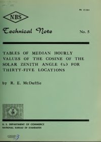 cover of the book Tables of median hourly values of the cosine of the solar zenith angle (x) for thirty-five locations