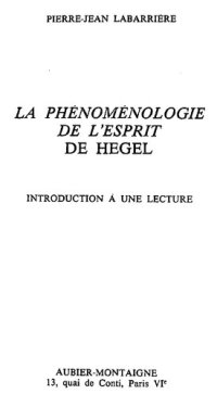 cover of the book La Phénoménologie de l'Esprit de Hegel