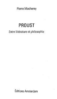 cover of the book Proust. Entre littérature et philosophie