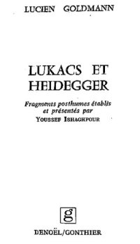 cover of the book Lukács et Heidegger