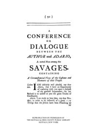 cover of the book A Conference or Dialogue Between the Author and Adario, a Noted Man Among the Savages