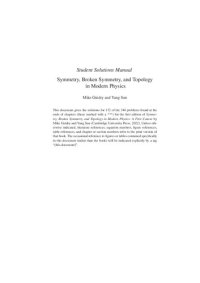 cover of the book Student Solutions Manual to Symmetry, Broken Symmetry, and Topology in Modern Physics