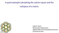 cover of the book A quick example calculating the column space and the nullspace of a matrix